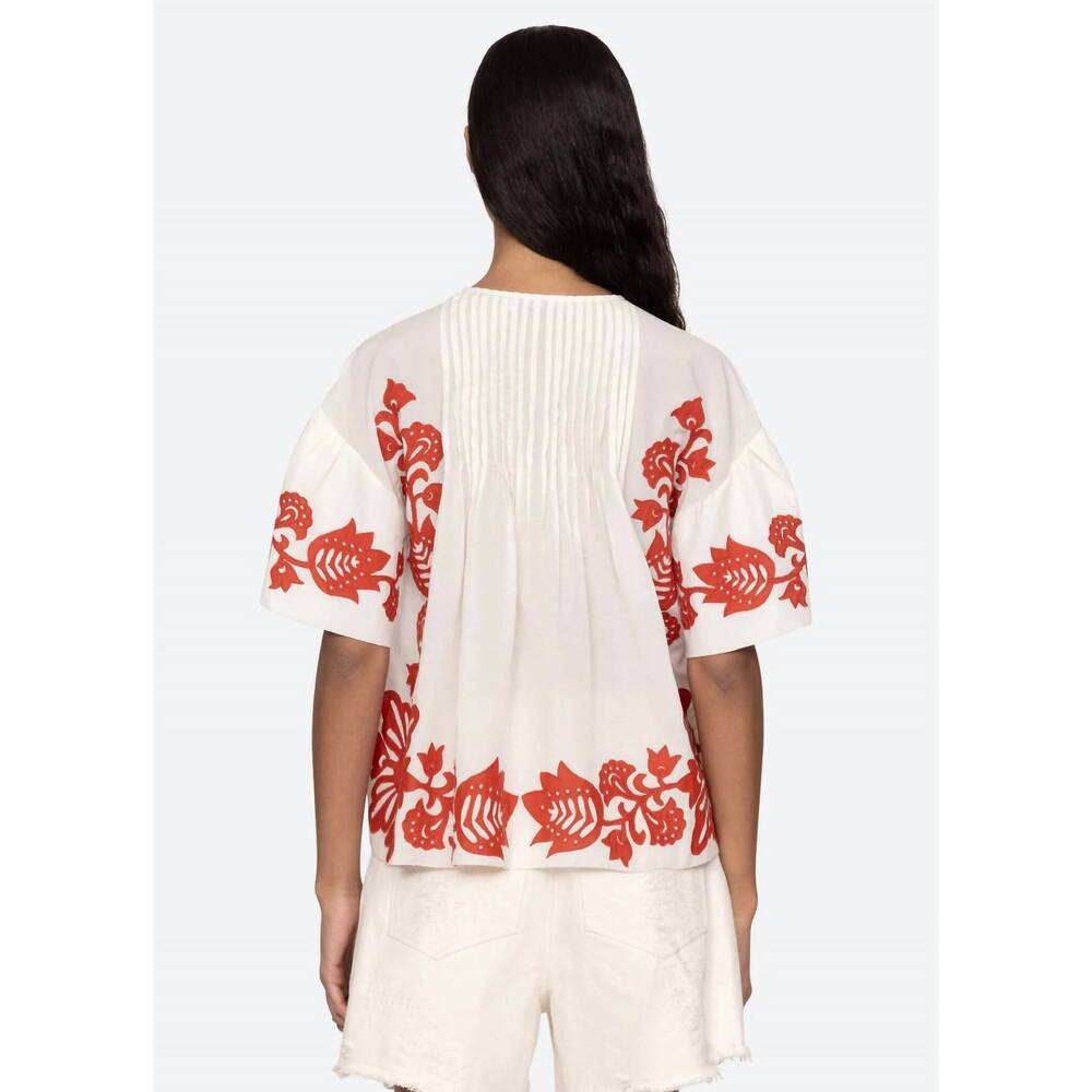 NEW SEA liliana short sleeve top in red - Picture 2 of 3